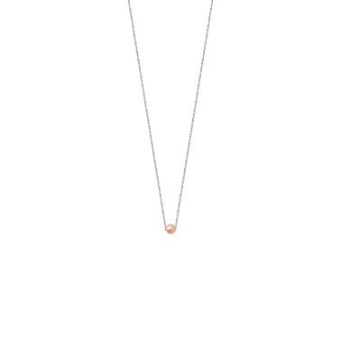 Collier Claverin Simply Mini en or blanc et perle rose
