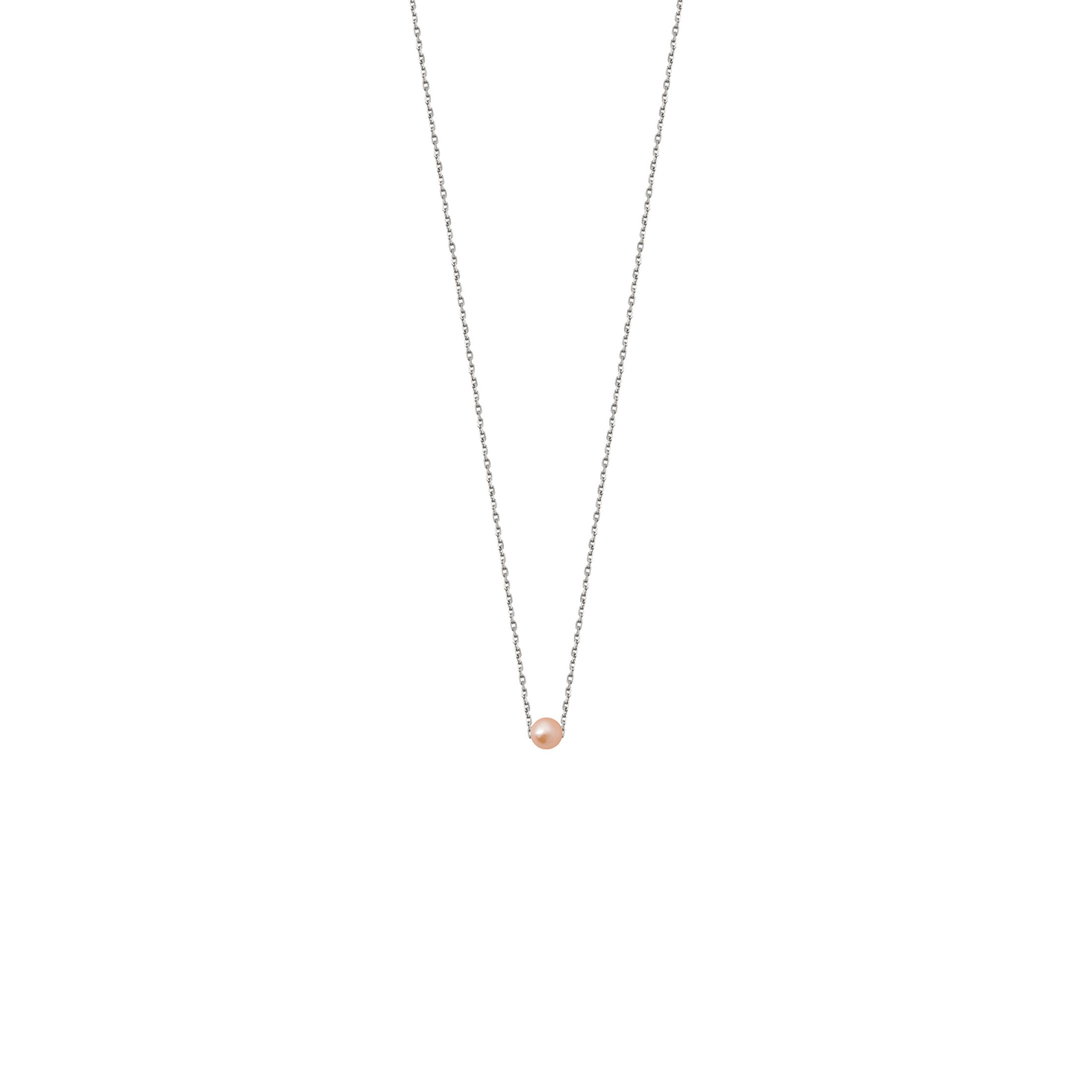 Collier Claverin Simply Mini en or blanc et perle rose