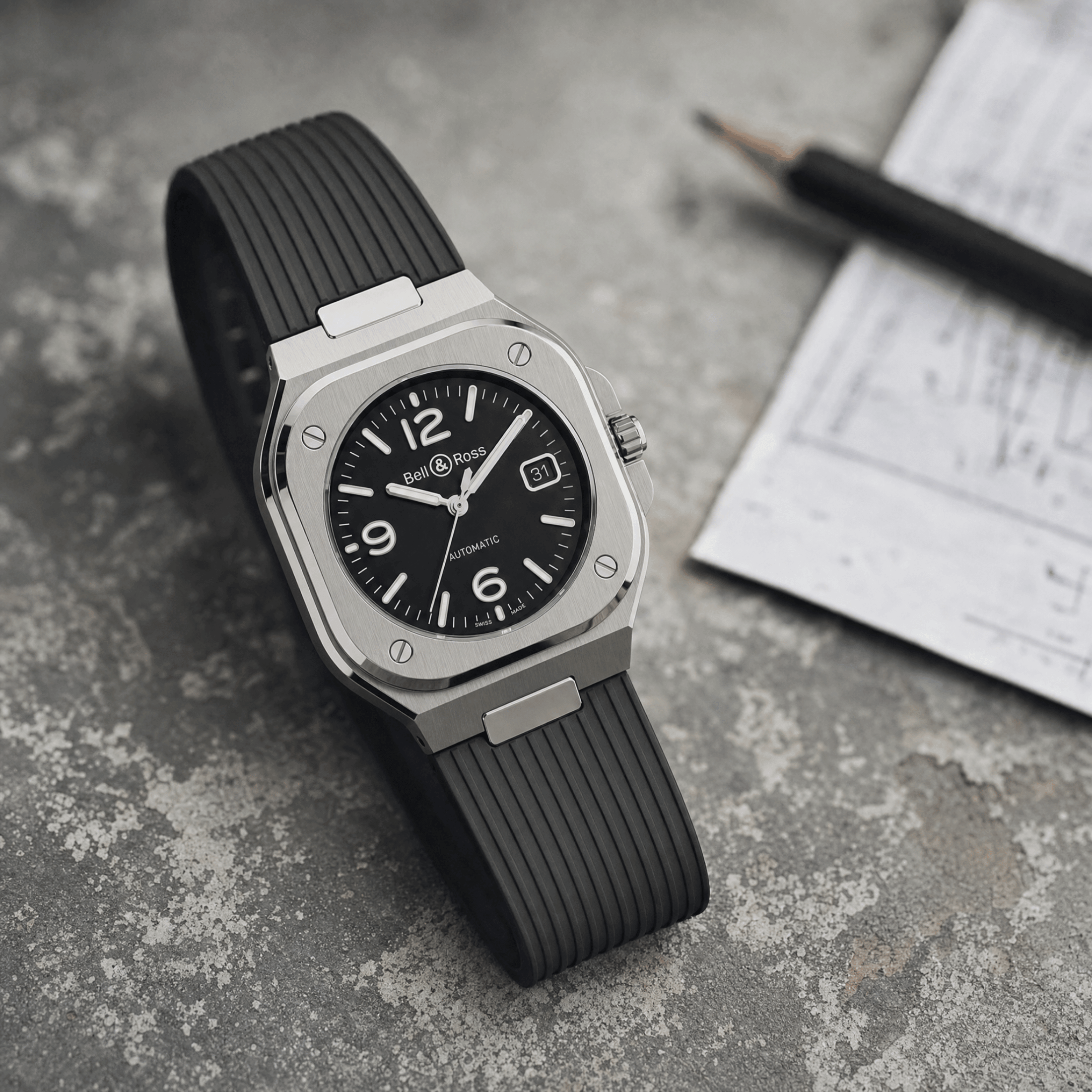 Bell & Ross BR 05 Black Steel automatic 40 mm Full Set 2023