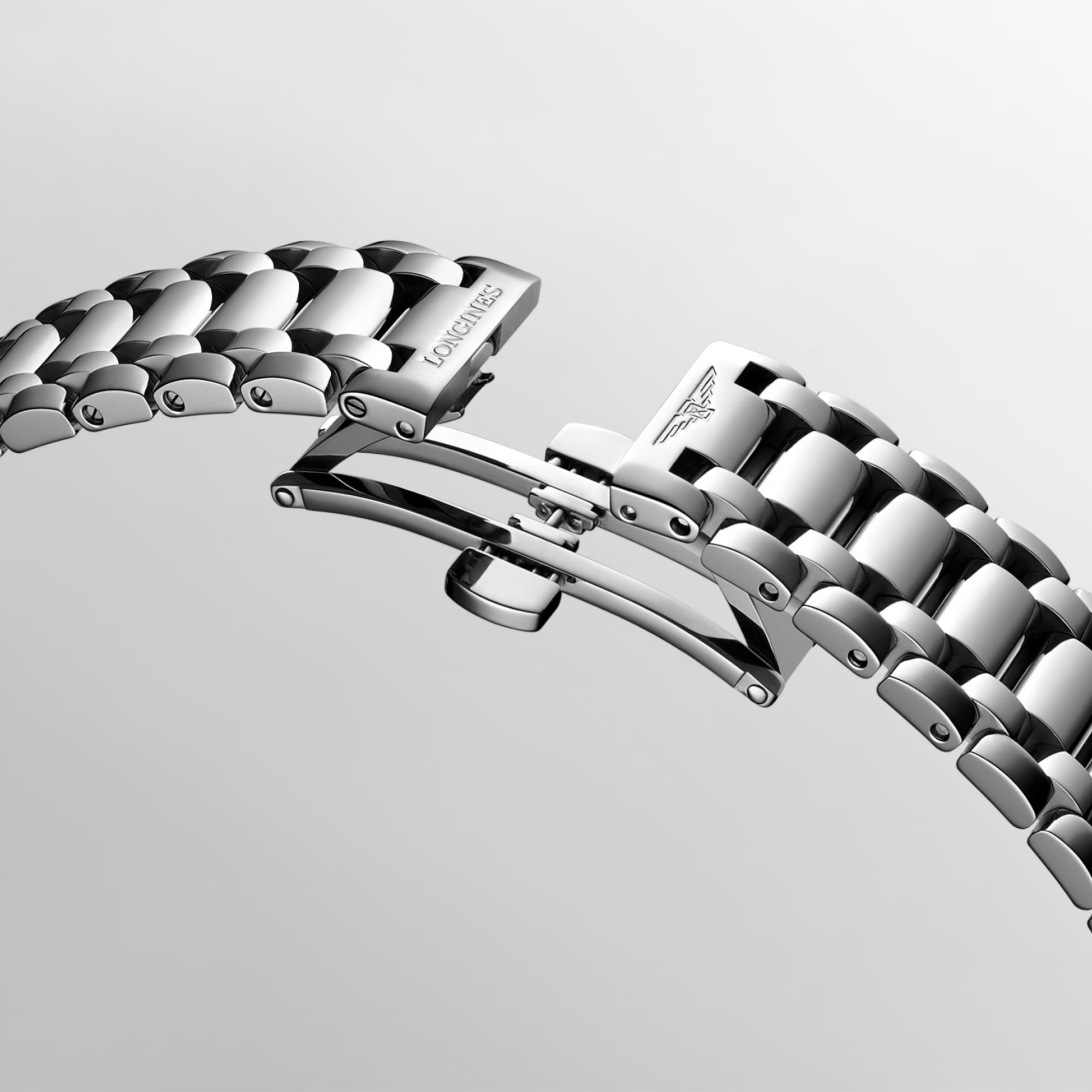 Longines PrimaLuna automatic watch with silver dial and 30 mm steel bracelet
