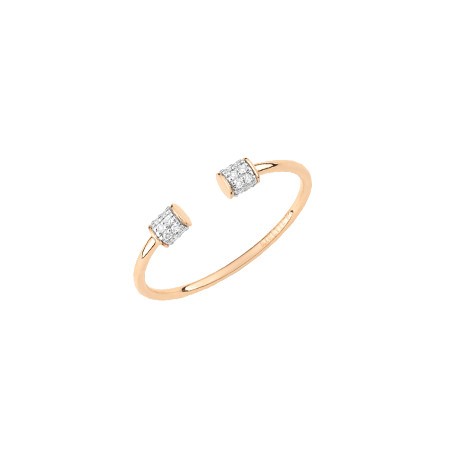 Bague ouverte Ginette NY Single Diamond Choker en or rose et diamants