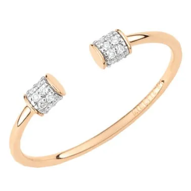 Bague ouverte Ginette NY Single Diamond Choker en or rose et diamants