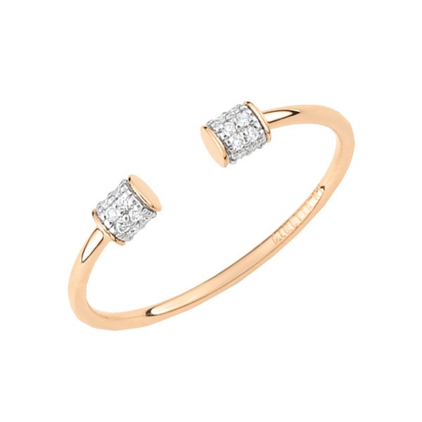 Bague ouverte Ginette NY Single Diamond Choker en or rose et diamants