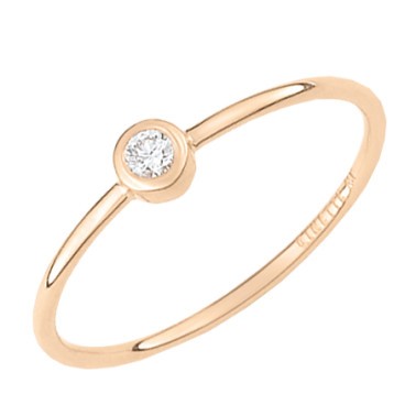 Bague Ginette NY Lonely Diamond en or rose et diamants