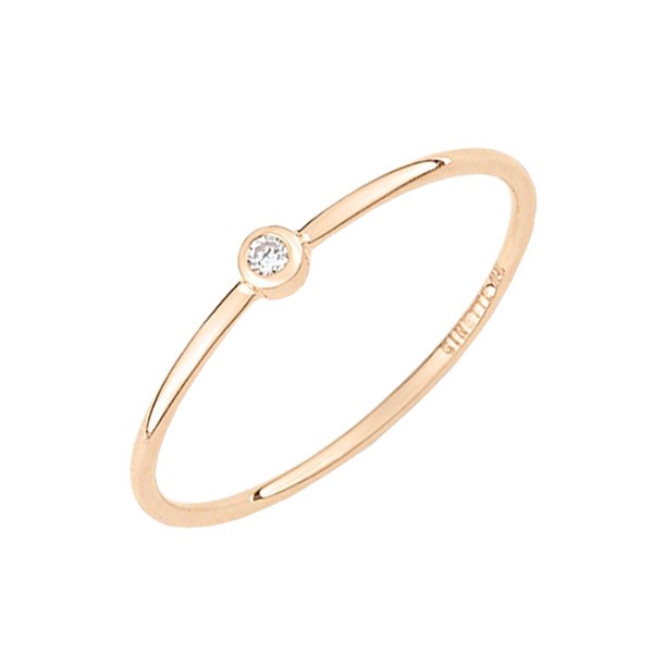 Bague Ginette NY Mini Lonely Diamond en or rose et diamant