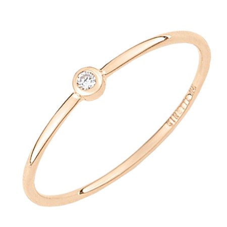 Bague Ginette NY Mini Lonely Diamond en or rose et diamant