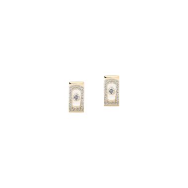 Boucles d’oreilles Créoles Messika Move Noa en or jaune et pavées
