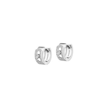 Boucles d’oreilles Créoles Messika Move Noa en or blanc et pavées