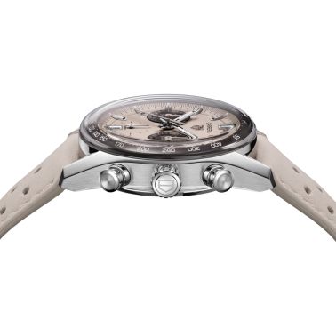 TAG Heuer Carrera Chronograph "Glassbox"Sand automatic beige dialbeige leather strap 39 mm