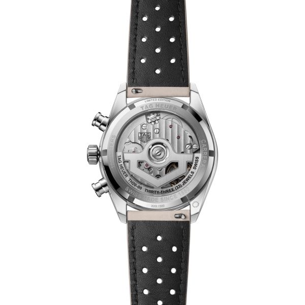Montre TAG Heuer Carrera Chronograph "Glassbox" Sand automatique cadran beige bracelet cuir beige 39 mm