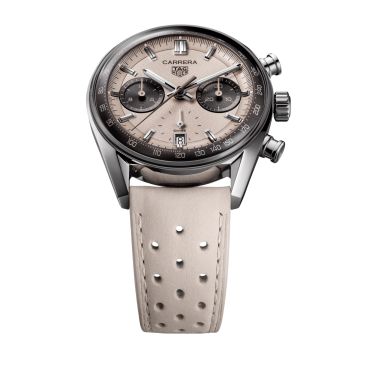 Montre TAG Heuer Carrera Chronograph "Glassbox" Sand automatique cadran beige bracelet cuir beige 39 mm