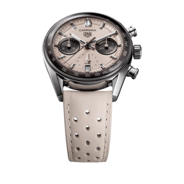 Montre TAG Heuer Carrera Chronograph "Glassbox" Sand automatique cadran beige bracelet cuir beige 39 mm