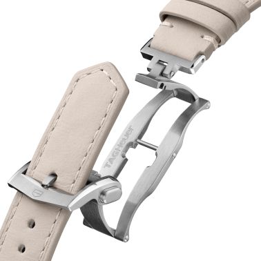 Montre TAG Heuer Carrera Chronograph "Glassbox" Sand automatique cadran beige bracelet cuir beige 39 mm