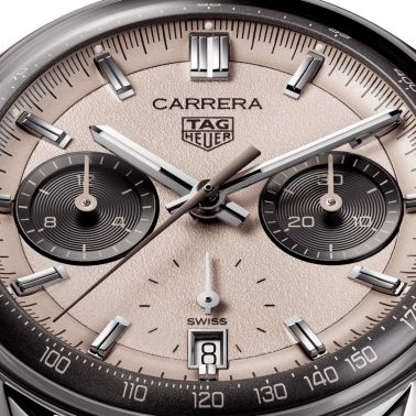 Montre TAG Heuer Carrera Chronograph "Glassbox" Sand automatique cadran beige bracelet cuir beige 39 mm
