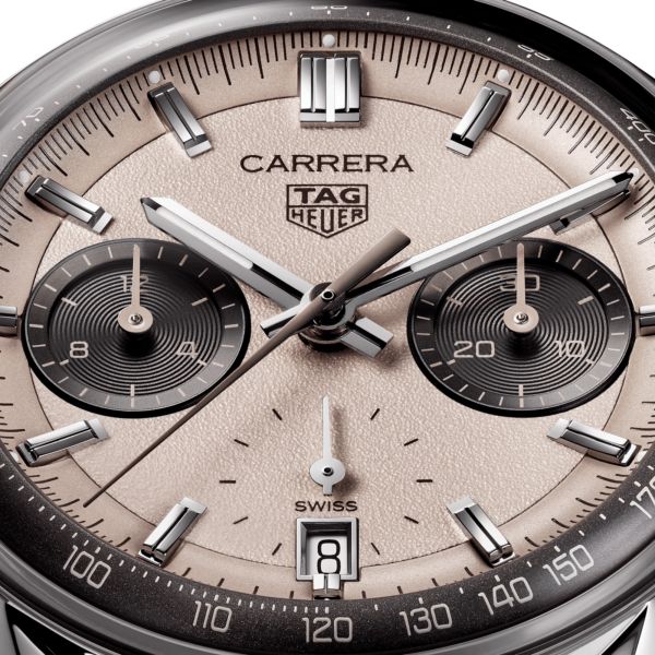 Montre TAG Heuer Carrera Chronograph "Glassbox" Sand automatique cadran beige bracelet cuir beige 39 mm