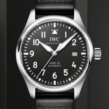 IWC Montre d'Aviateur Mark XX automatique cadran noir bracelet cuir noir 40 mm