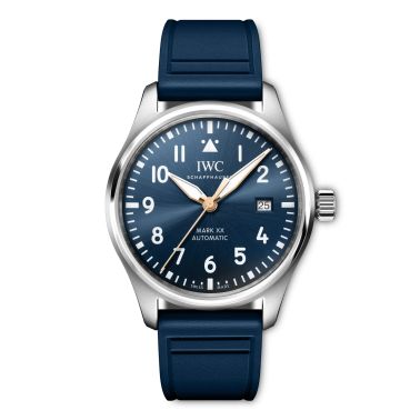 IWC Montre D’Aviateur Mark XX Le Petit Prince automatique cadran bleu bracelet caoutchouc bleu 40 mm