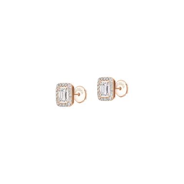 Puces d'oreilles Messika Joy en or rose et diamants petit modèle