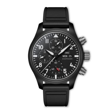 IWC Montre d'Aviateur Chronographe 41 TOP GUN automatique cadran noir bracelet caoutchouc noir 41,9 mm