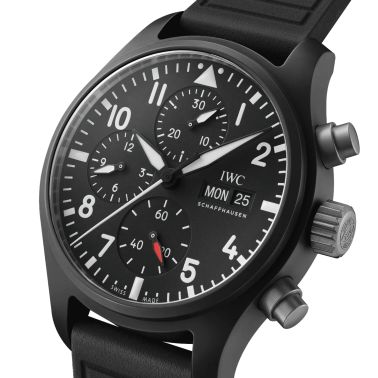 IWC Montre d'Aviateur Chronographe 41 TOP GUN automatique cadran noir bracelet caoutchouc noir 41,9 mm