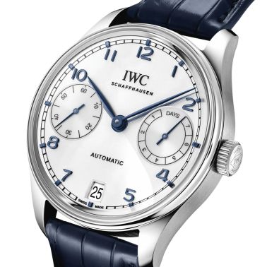 Montre IWC Portugieser Automatic 42 cadran argenté bracelet cuir 42,4 mm