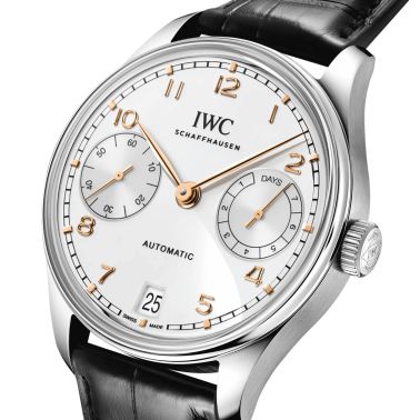 Montre IWC Portugieser Automatic 42 cadran argenté bracelet cuir 42,4 mm