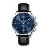 Montre IWC Portugieser Chronographe automatique cadran bleu bracelet cuir 41 mm