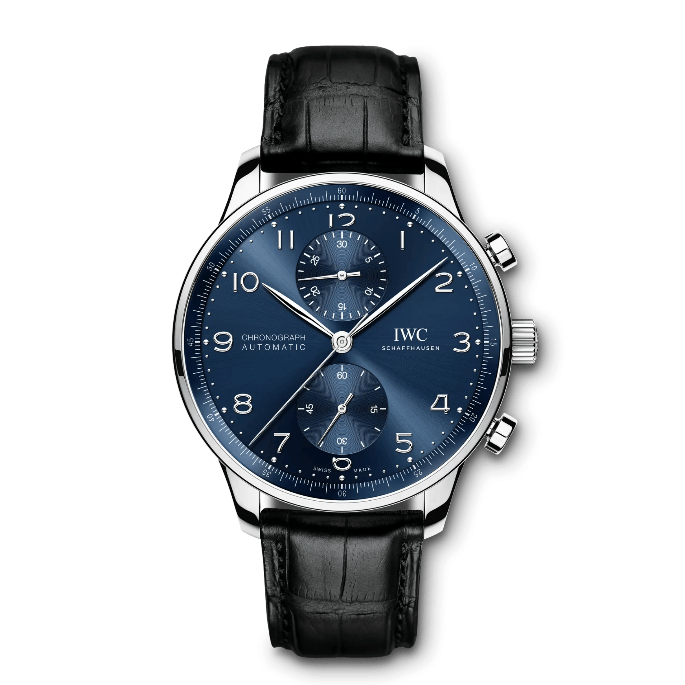 IWC Portugieser Chronograph automatic blue dial leather strap 41 mm