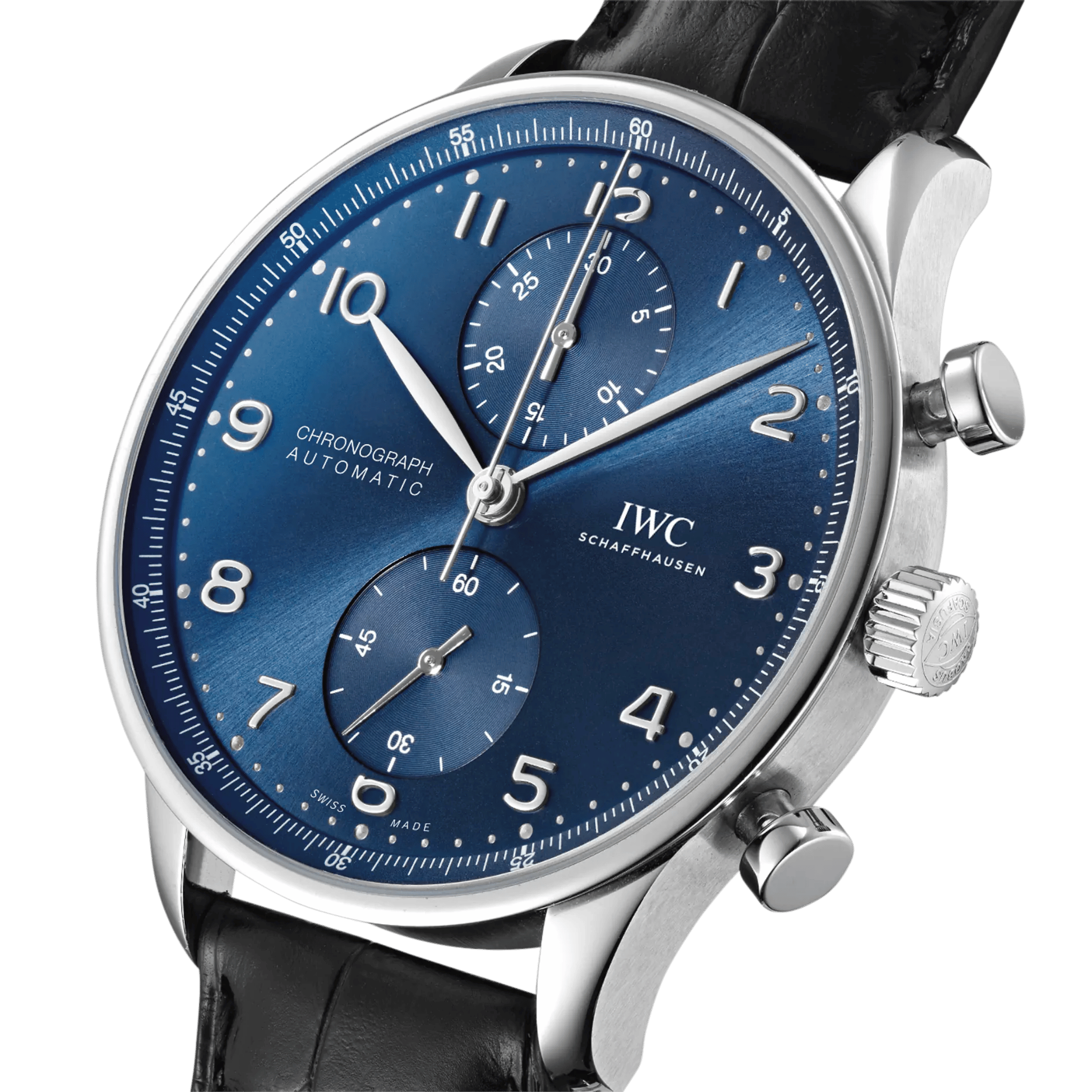 IWC Portugieser Chronograph automatic blue dial leather strap 41 mm