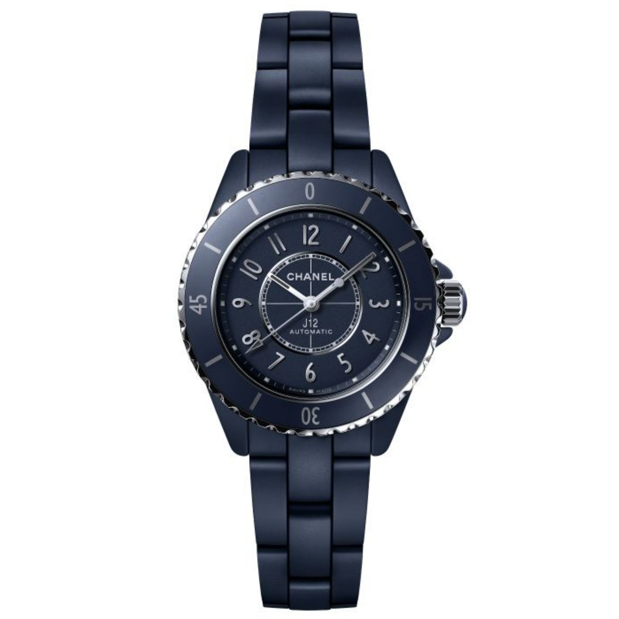 Montre CHANEL J12 BLEU automatiquecadran bleu et bracelet céramique bleu 33 mm