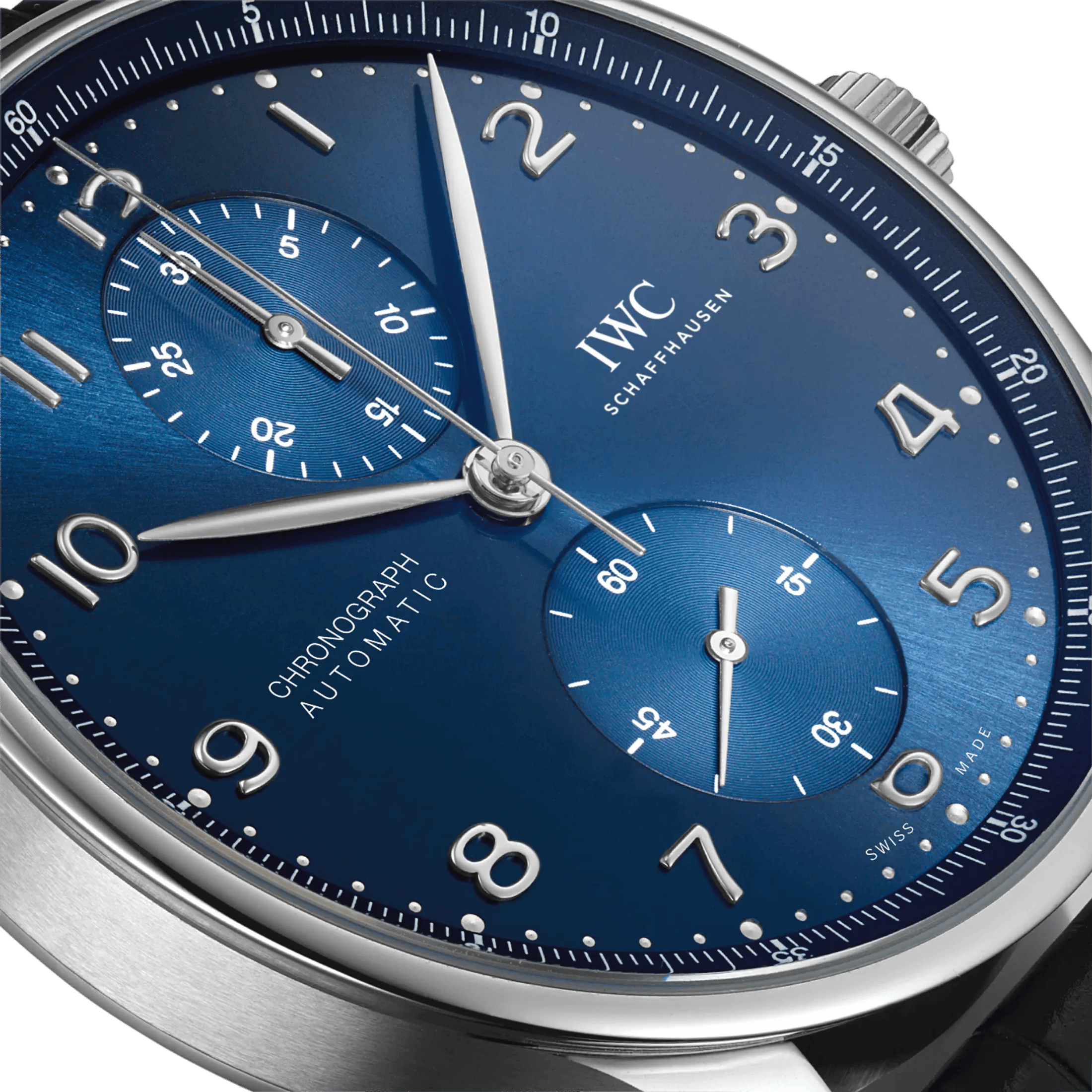 IWC Portugieser Chronograph automatic blue dial leather strap 41 mm