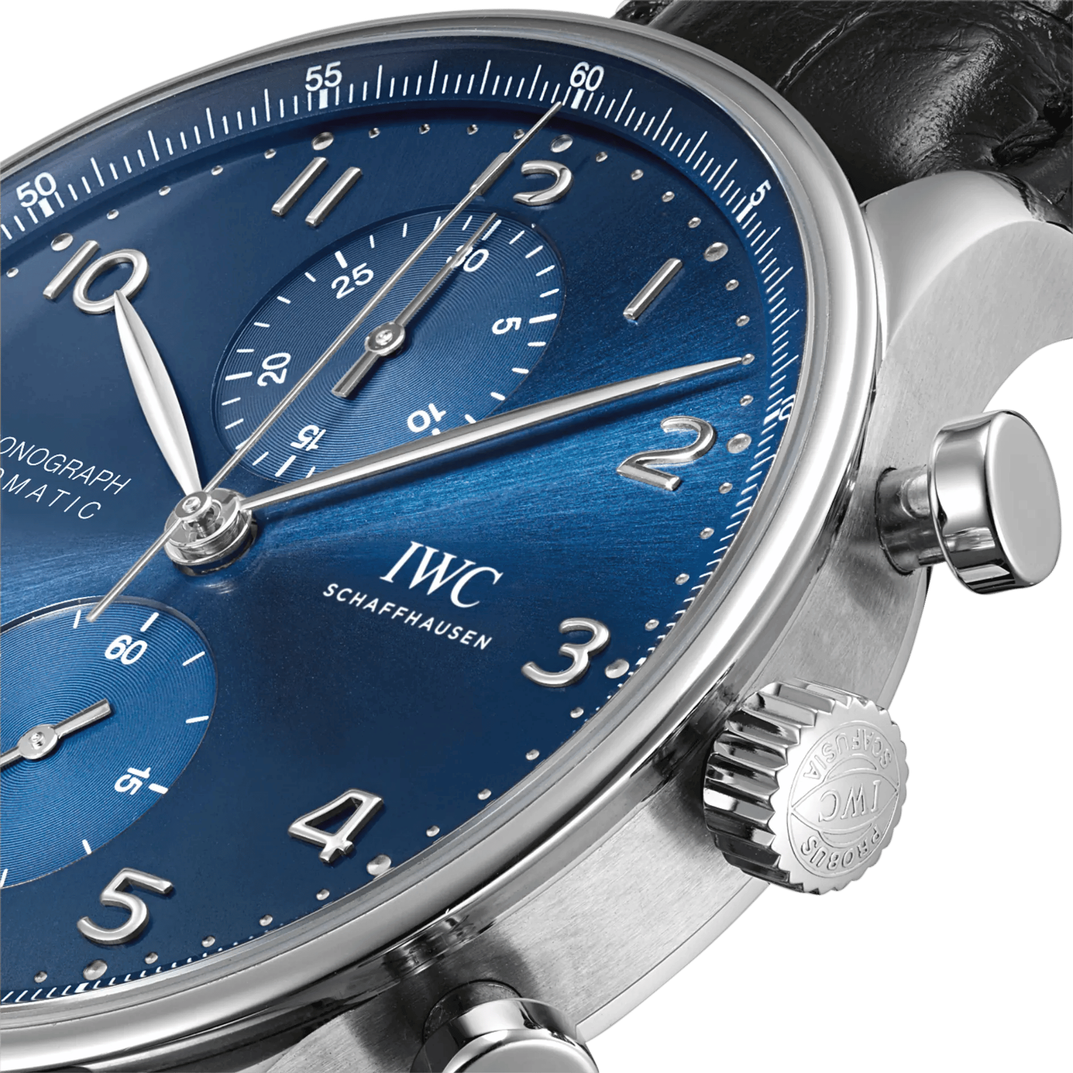 IWC Portugieser Chronograph automatic blue dial leather strap 41 mm