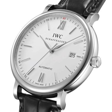 Montre IWC Portofino Automatic cadran argenté bracelet cuir 40 mm
