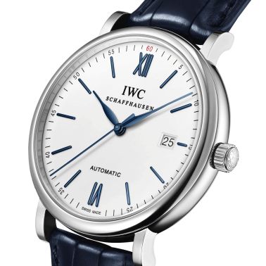 Montre IWC Portofino Automatic cadran argenté bracelet cuir 40 mm