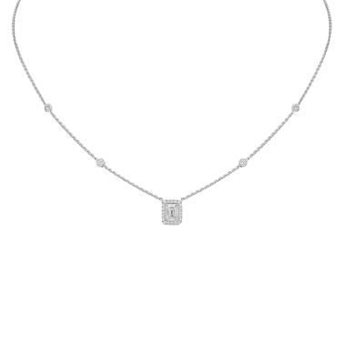 Collier Messika Joy en or blanc et diamants taille émeraude