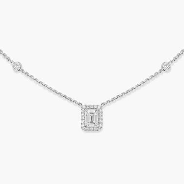 Collier Messika Joy en or blanc et diamants taille émeraude