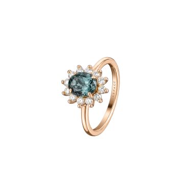 Bague Lepage Daisy en or rose, spinelle gris et diamants