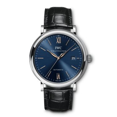 Montre IWC Portofino Automatic cadran bleu bracelet cuir 40 mm