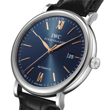 Montre IWC Portofino Automatic cadran bleu bracelet cuir 40 mm