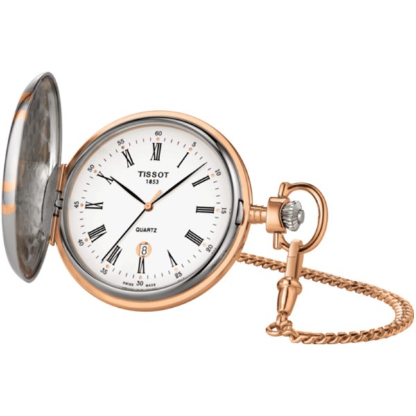 Montre Tissot T-Pocket Savonnette quartz laiton palladium doré 48,5 mm