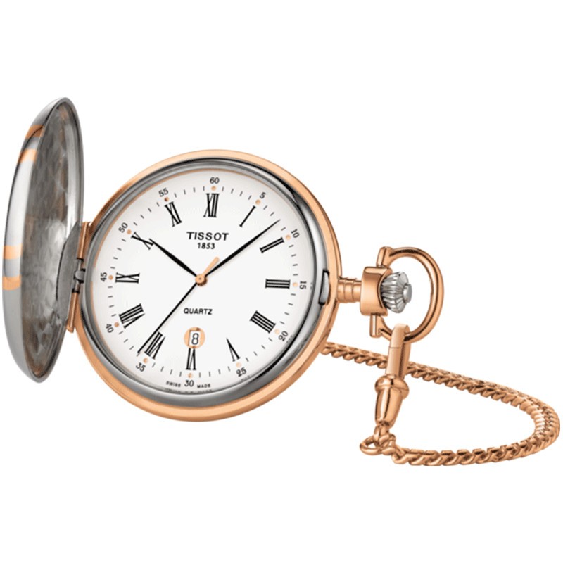 Montre Tissot T-Pocket Savonnette quartz laiton palladium doré 48,5 mm