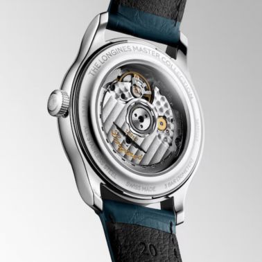 Longines Master Collection automatic watch, blue dial, blue leather strap 39 mm