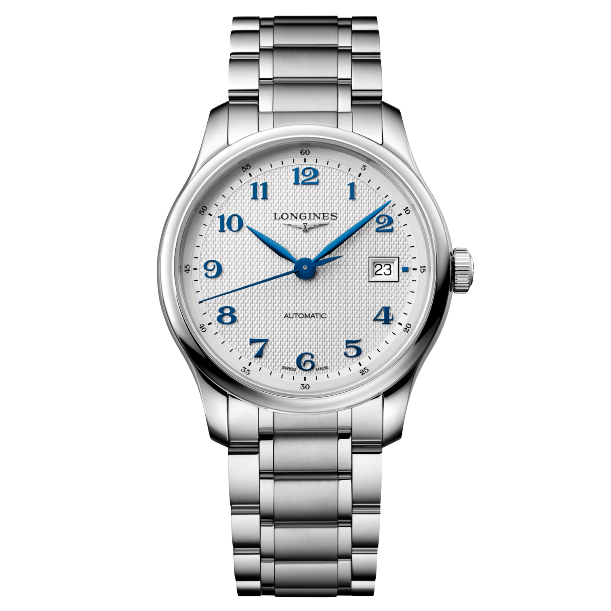Longines Master Collection automatic watch, silver dial, steel bracelet 39 mm