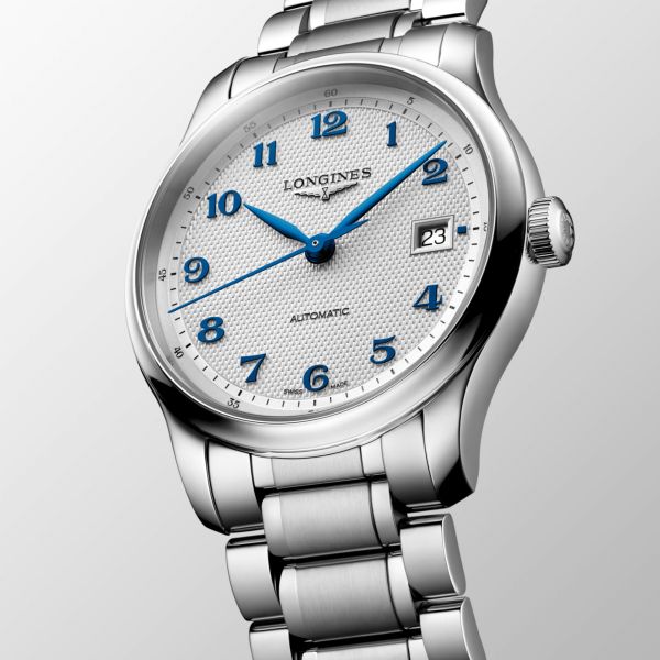 Longines Master Collection automatic watch, silver dial, steel bracelet 39 mm