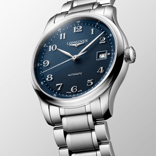 Longines Master Collection automatic watch, blue dial, steel bracelet 39 mm