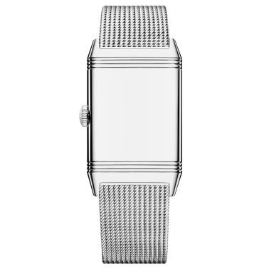 Montre Jaeger-LeCoultre Reverso Tribute Monoface Small Seconds cadran gris argent bracelet maille or blanc 45,6 x 27,4 mm