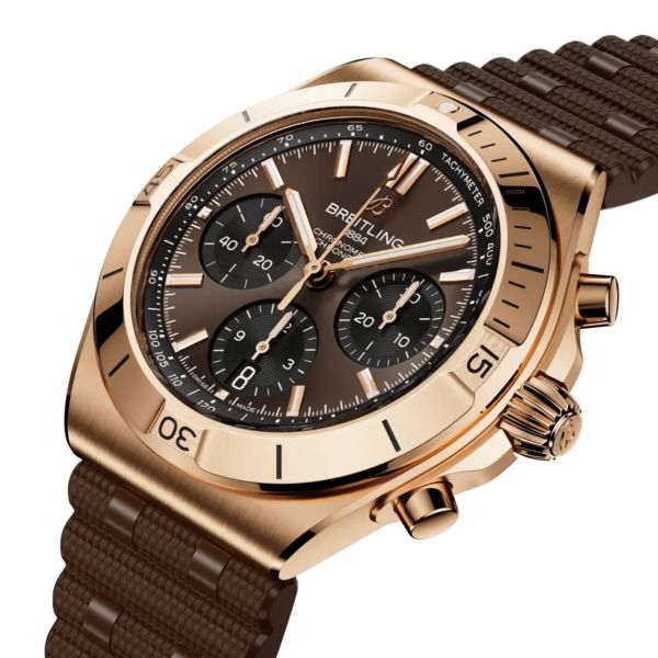 copy ofBreitling Chronomat B01 Chronograph Automatic Ice Blue Dial Platinum Bezel Rubber Strap 42 mm Watch
