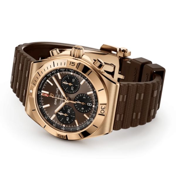 copy ofBreitling Chronomat B01 Chronograph Automatic Ice Blue Dial Platinum Bezel Rubber Strap 42 mm Watch