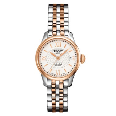 Montre Tissot T-Classic Le Locle Automatic Lady cadran argent bracelet acier bicolore 25,3 mm