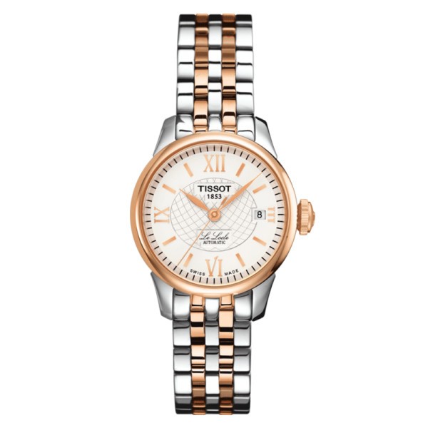 Montre Tissot T-Classic Le Locle Automatic Lady cadran argent bracelet acier bicolore 25,3 mm